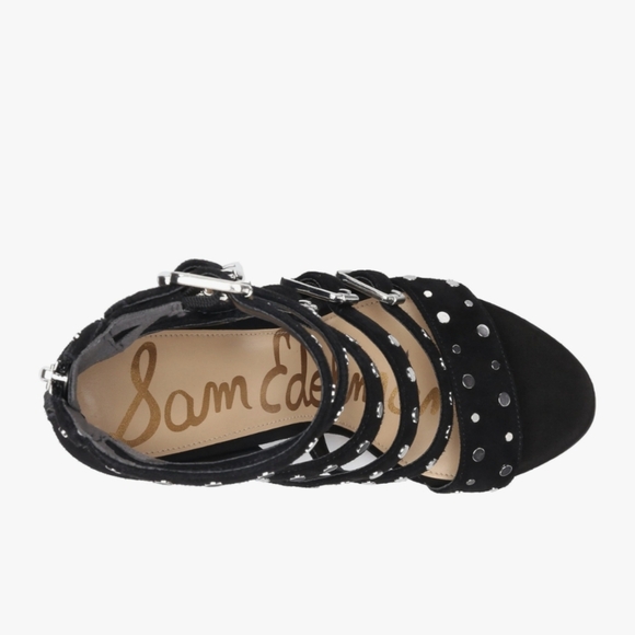 Sam Edelman York Black Studded Gladiator Sandals Size 10 Block Heel Strappy - Picture 11 of 11